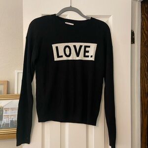 Black Crew Neck “LOVE.” Sweater, Size Small